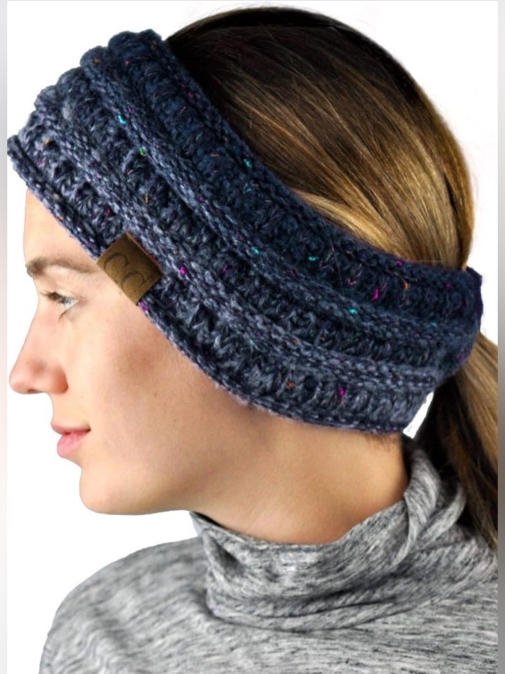 New! C.C Knit Headband with ponytail pass through